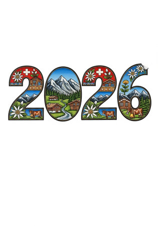 Happy New Year with the image of the European countryの写真素材