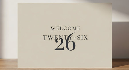3d render of a poster with the text welcome twenty-sixの写真素材