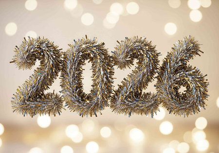 New Year's card with the image of the numbers 2022 on a bokeh backgroundの写真素材