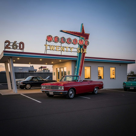 Old car at Route 66の写真素材