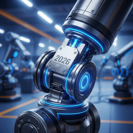 Robotic arm manufacturing factory industry 4.0 concept. 3d renderingの写真素材