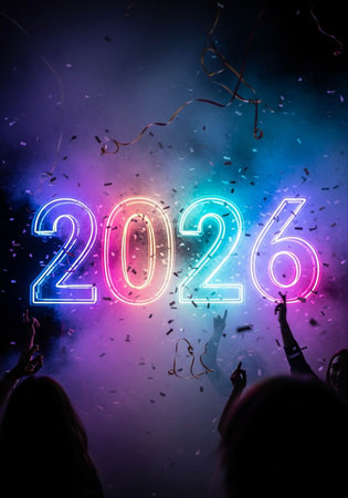 New Year celebration with people and fireworks. New Year's Eveの写真素材