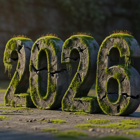 Happy New Year 2016. Happy New Year 2016. Numbers on green mossの写真素材