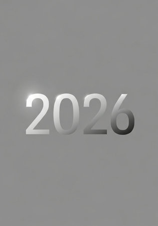 New year on a gray background, 3d rendering. Computer digital drawing.の写真素材