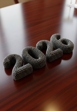 New Year's card with 2019 on a wooden table. 3D renderingの写真素材