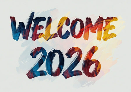 Welcome 2016 painted on watercolor paper. Hand lettering design.の写真素材