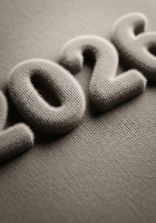 New Year 2026 number on gray floor mat. 3d new year 2026 number. 2026 typographyの写真素材