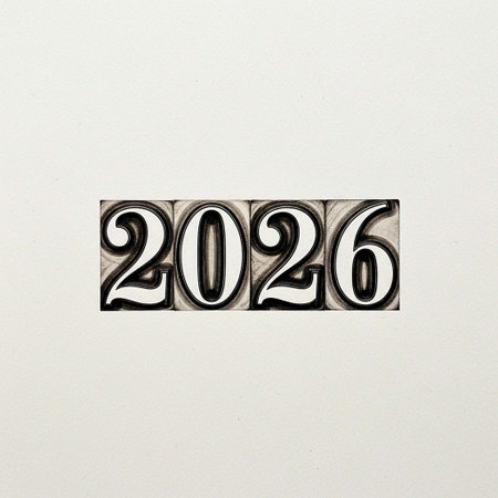 New Year's card in the form of numbers 2026 on a white backgroundの写真素材