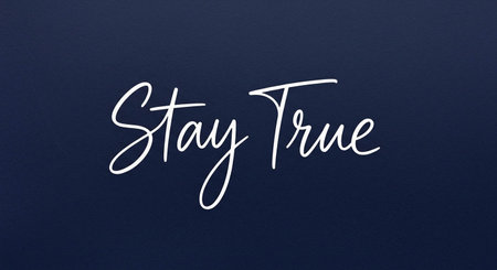 Stay True written on a blue background. Motivational quote.の写真素材
