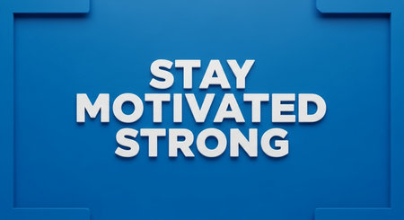 Stay Motivated Staying Strong text on blue background. 3D renderingの写真素材