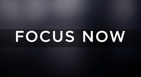 Focus now word on a black background. Motivation and inspiration concept.の写真素材