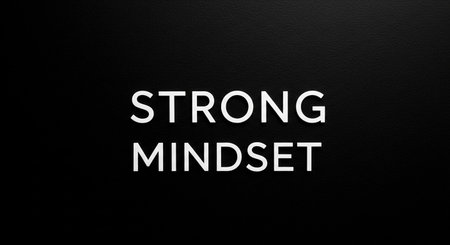 STRONG MINDSET text on black wall. Business and finance conceptの写真素材
