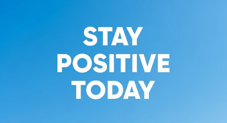 Stay positive today. Motivational quote on blue sky background.の写真素材