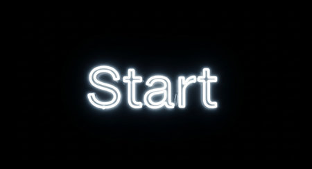 Neon sign of start on black background. 3D rendering.の写真素材