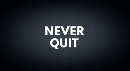 Never Quit. Motivational quote on black background. Business conceptの写真素材