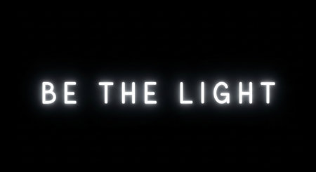 Be the light. Neon sign on black background. 3D rendering.の写真素材