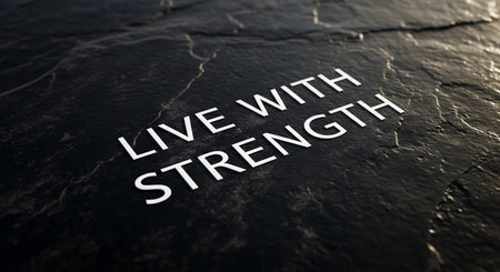 Live with strength. Motivational and inspirational quote. 3D rendering.の写真素材