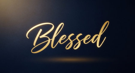 Blessed gold lettering on a dark background. Vector illustration.の写真素材