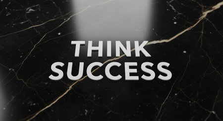 The word think success on black marble background. 3D rendering.の写真素材