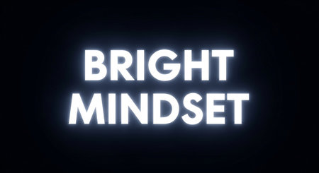 Brigth Mindset glowing neon sign on black background. 3D renderingの写真素材