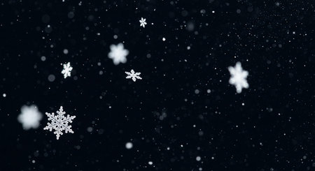 Snowflakes on a black background. Snowflakes on a black background. Snowflakes on a black background.の写真素材