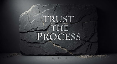 Trust The Process. Inspirational quote on black stone background.の写真素材