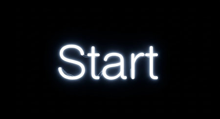 Neon sign of start on a black background. 3D renderingの写真素材