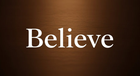 Believe word on wooden background. 3D rendering. Neon bulb illumination.の写真素材