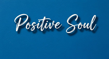 Positive soul hand lettering on blue wall. Positive soul conceptの写真素材