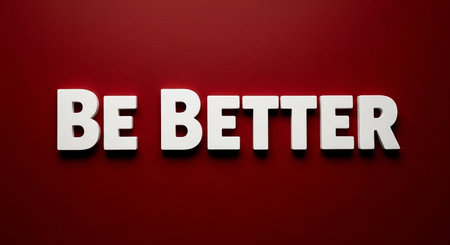 Be Better - white letters on a red background, 3d renderの写真素材