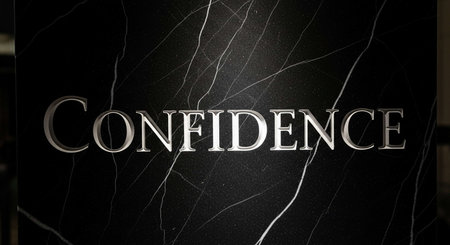 Close-up of the word Confidence on a marble background.の写真素材