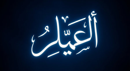 Illustration of Arabic Calligraphy of Ramadan Kareem on Blue Backgroundの写真素材