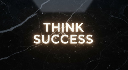 3D Illustration of the word Think Success on a dark marble backgroundの写真素材