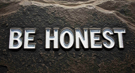 BE HONEST sign on a stone background, England, UKの写真素材