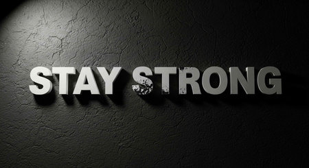 Stay Strong text on the grunge wall. 3D rendering.の写真素材