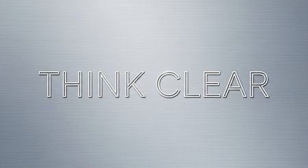The word Think Clearer on the metal background. Vector illustration.の写真素材