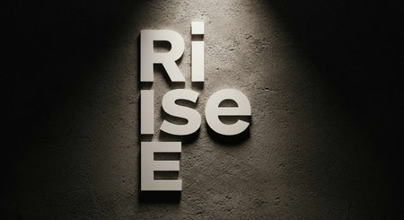 Rise word on grunge wall. 3d render illustration.の写真素材