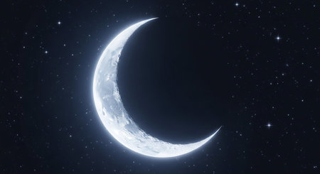 Moon in the night sky with stars. 3d rendering image.の写真素材