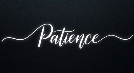 patience handwritten lettering on a dark background. 3d renderingの写真素材