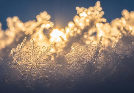 snowflakes on the frosty window. Winter background.の写真素材
