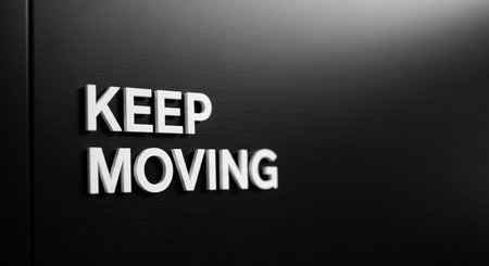 keep moving sign on black metal door, 3d rendering illustration.の写真素材