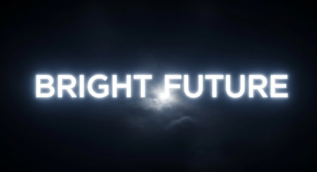 BRIGHT FUTURE glowing neon sign on dark background. 3D renderingの写真素材