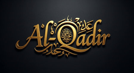 Arabic Calligraphy of Al-Adha (Eid Al-Adha Mubarak) on black backgroundの写真素材