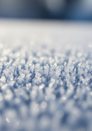 Close-up of the snow surface. Winter background with snowflakes.の写真素材