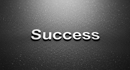 Closeup of the word success on black background. Business concept.の写真素材