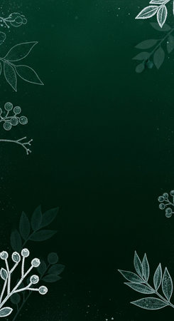 Chalkboard background with leaves and berries. Vector illustration. Place for your text.の写真素材