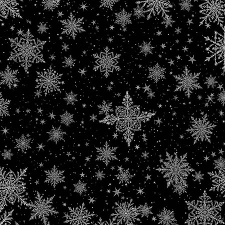 Snowflakes seamless pattern on black background. Vector illustration for your designの写真素材