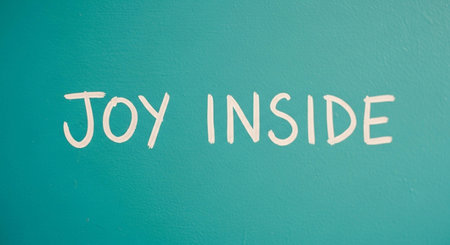 ""Joy Inside"" painted on the wallの写真素材