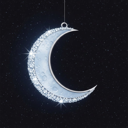 Ramadan Kareem greeting card with crescent moon. Vector illustration.の写真素材