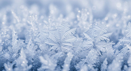 Snowflakes on the glass as a background. Winter background.の写真素材